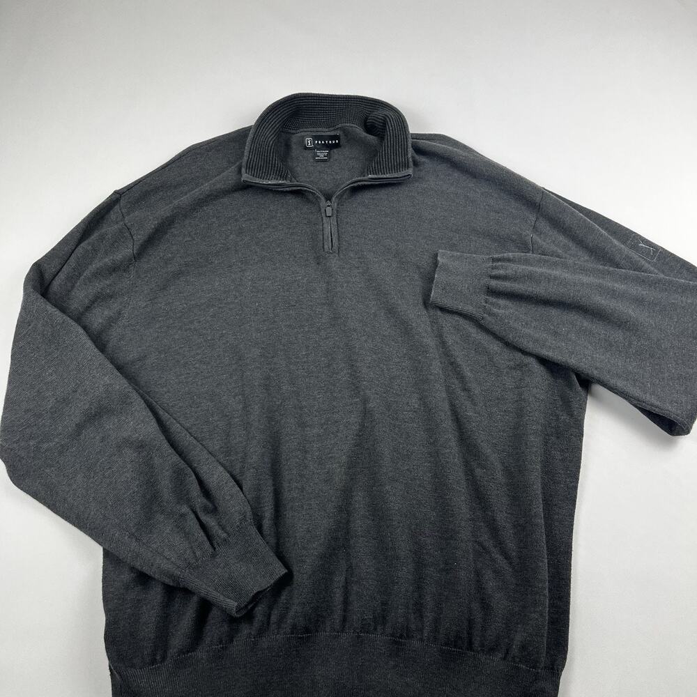 PGA Tour Mens XXL Long Sleeve Fleece 1/4 Zip Pullover Sweater Gray